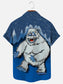 Men's Christmas Snow Monster Print Hawaiian Holiday Short Sleeve Shirt