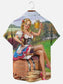 Men's Vintage Beer Girl Print Hawaiian Short Sleeve Shirt