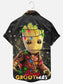 Men's Christmas Cartoon Character Print Holiday Casual Short Sleeve Shirt