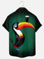 Men's Retro Cartoon Toucan Beer Print Hawaiian Short Sleeve Shirt