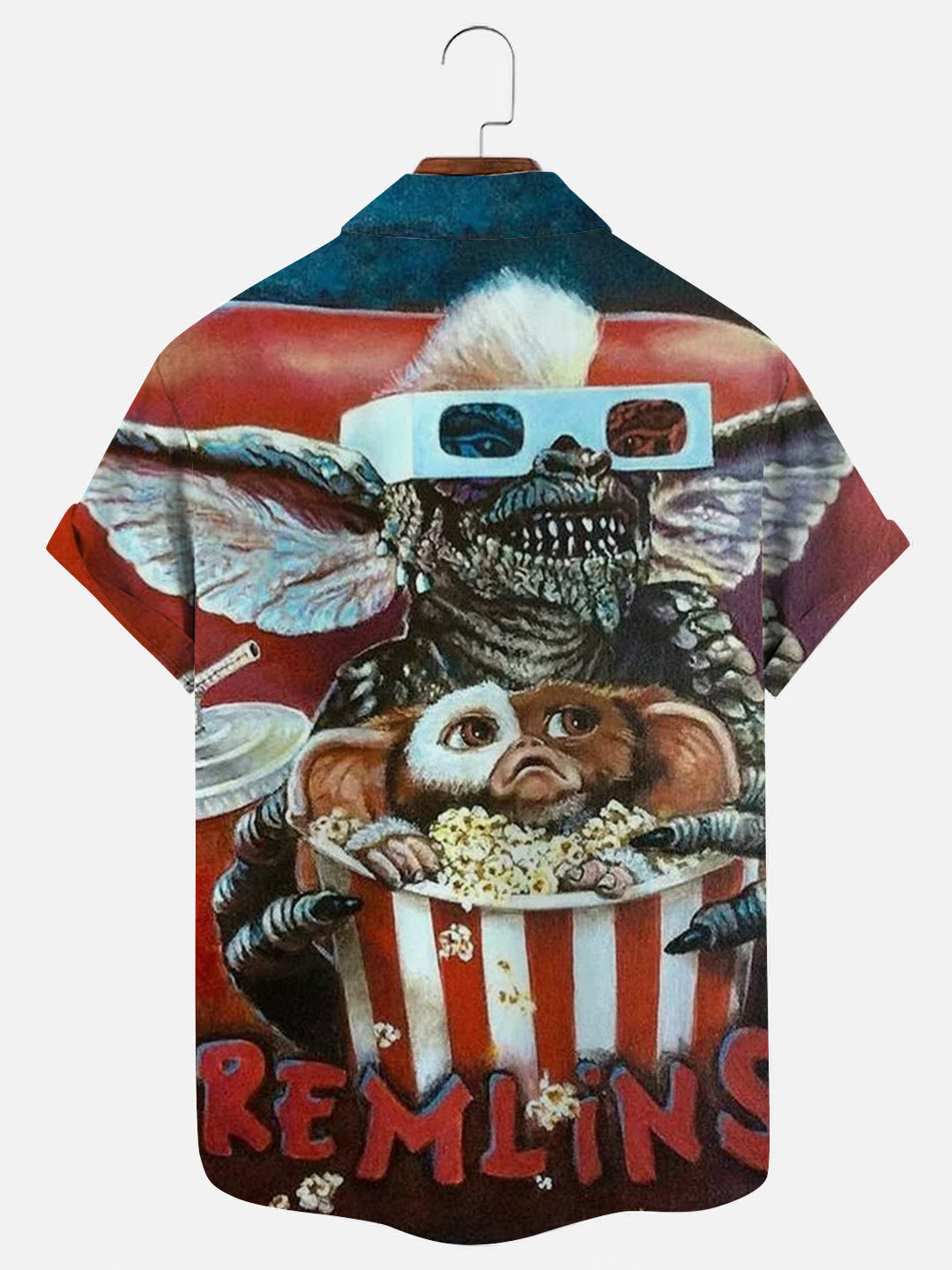 Men's 80's Retro Horror Movie Poster Print Hawaiian Short Sleeve Shirt