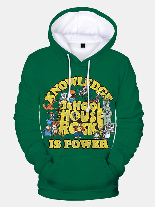 Schoolhouse Rock Knowledge Is Power Retro Print Long Sleeve Hoodie