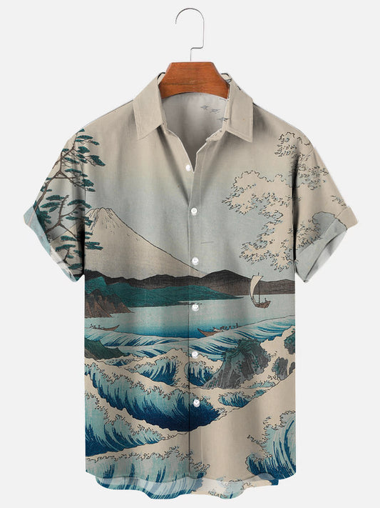 Sea of Satta Printed Hawaiian Casual Breathable Short Sleeve Shirt