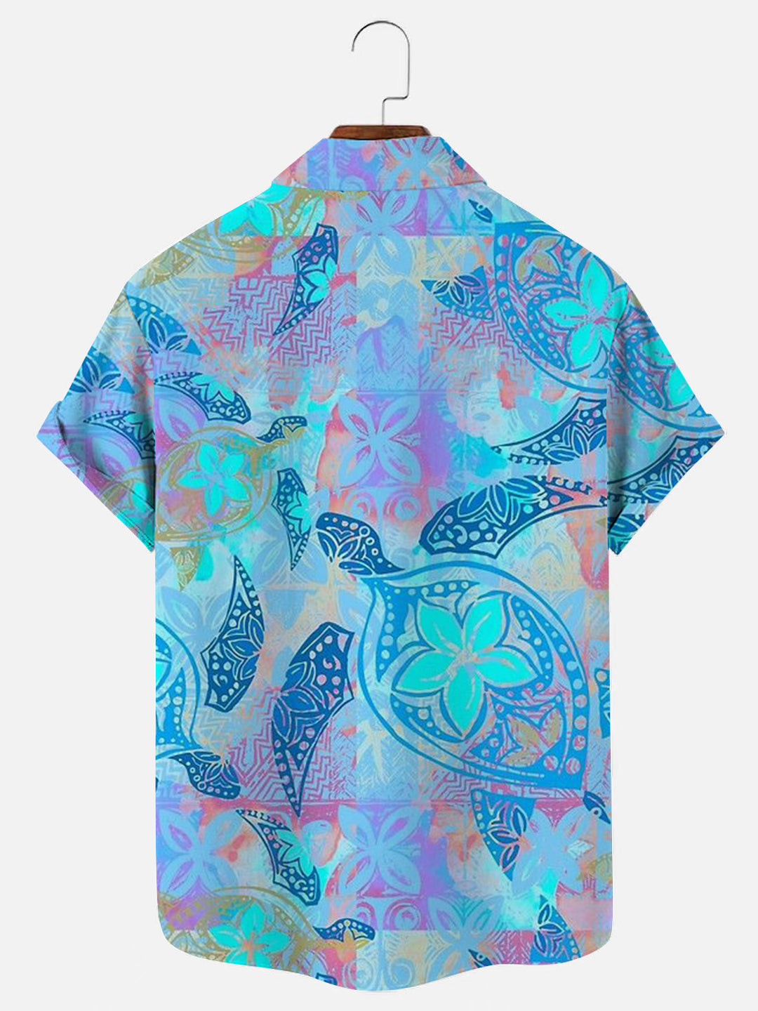 Men's Hawaiian Turtle Print Casual Breathable Short Sleeve Shirt