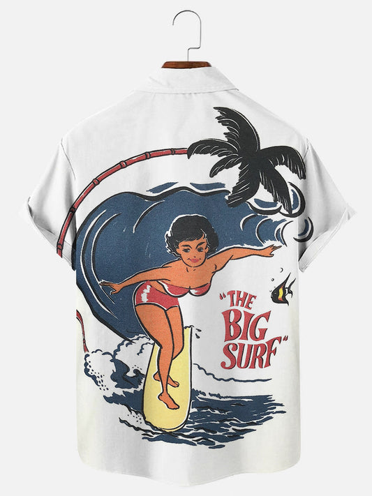 Men's The Big Surf Printed Hawaiian Short Sleeve Breathable Shirt