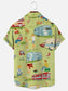Men's Vintage Camping Trailer BBQ Family Vacation Travel Printed Hawaiian Short Sleeve Shirt