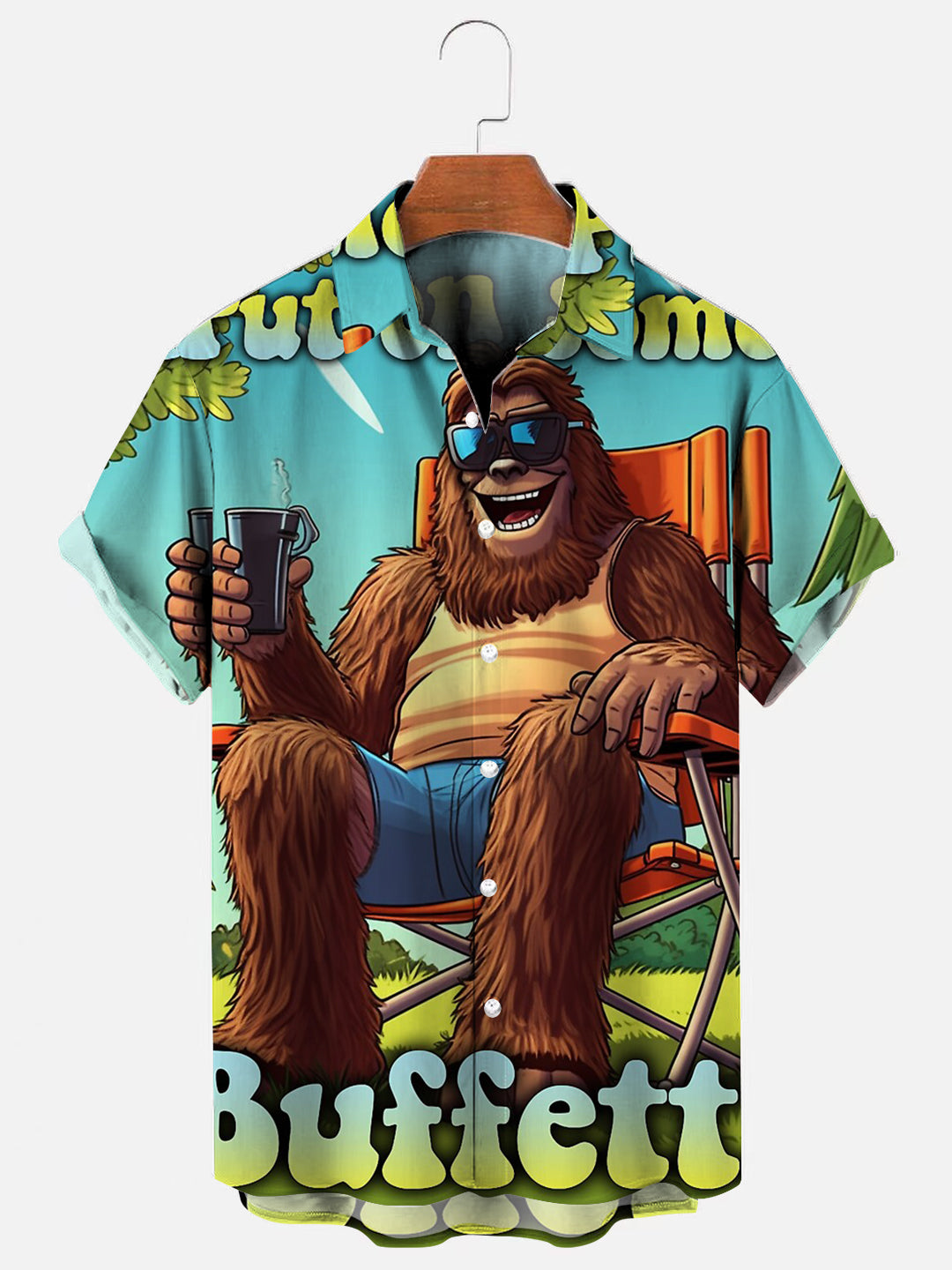 Men's Bigfoot Forest Casual Print Hawaiian Short Sleeve Shirt