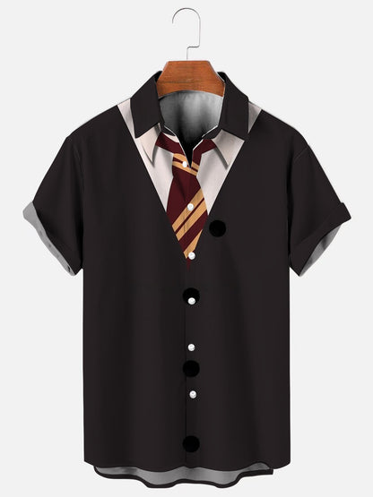 Men's Wizard Uniform Halloween Print Holiday Short Sleeve Shirt