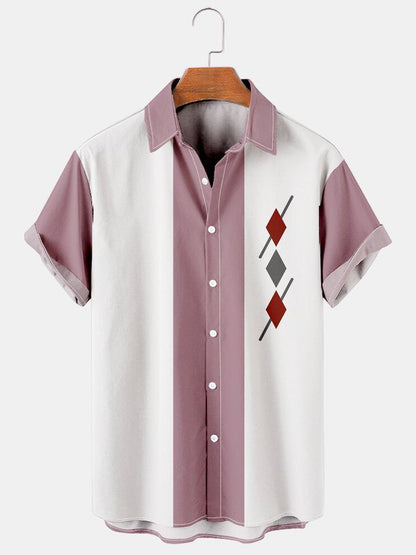 Men's Plus Size Contrast Striped Resort Shirt