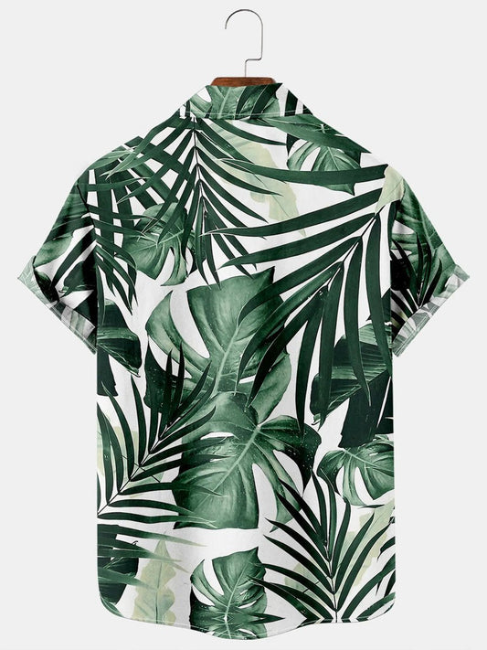 Men's Vintage Leaf Flower Print Hawaiian Shirt