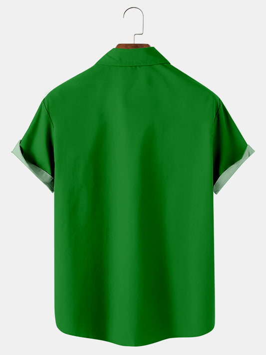 Men's St Patrick's Elf Stripe Panel Print Short Sleeve Shirt