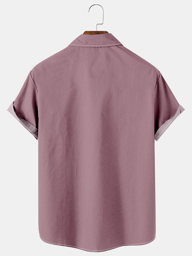 Men's Plus Size Contrast Striped Resort Shirt
