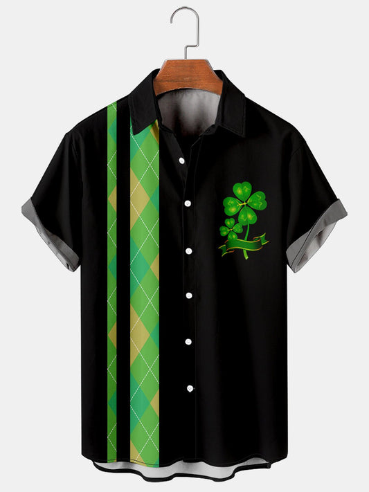 Simple St. Patrick's Day Clover Stitching Men's Large Shirt