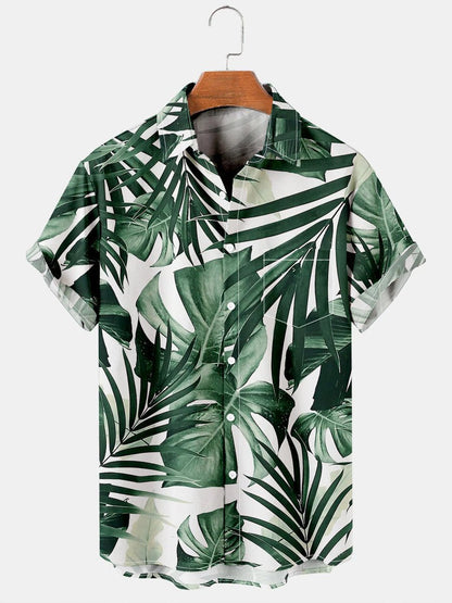 Men's Vintage Leaf Flower Print Hawaiian Shirt