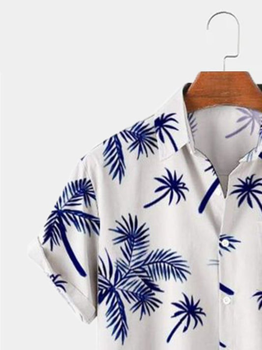 Blue Plant Mens Hawaiian Shirt Casual Down Short Sleeve Aloha Beach Shirts