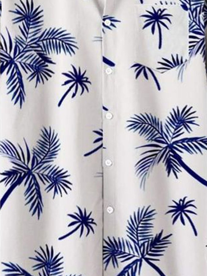 Blue Plant Mens Hawaiian Shirt Casual Down Short Sleeve Aloha Beach Shirts