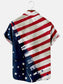 Men's Simple Casual American Flag Line Print Short Sleeve Shirt