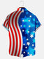 Men's Simple Casual American Flag Line Print Short Sleeve Shirt