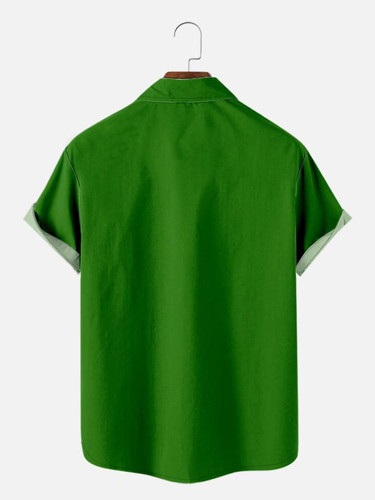 Men's Contrast Striped Christmas Grinch Print Shirt