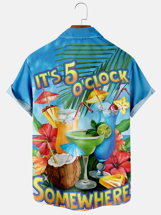 It's 5 O'clock Somewhere Cocktail Casual Hawaiian Shirt