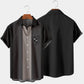 Men's Plus Size Casual Small Pattern Contrast Short-sleeved Shirt With Pockets
