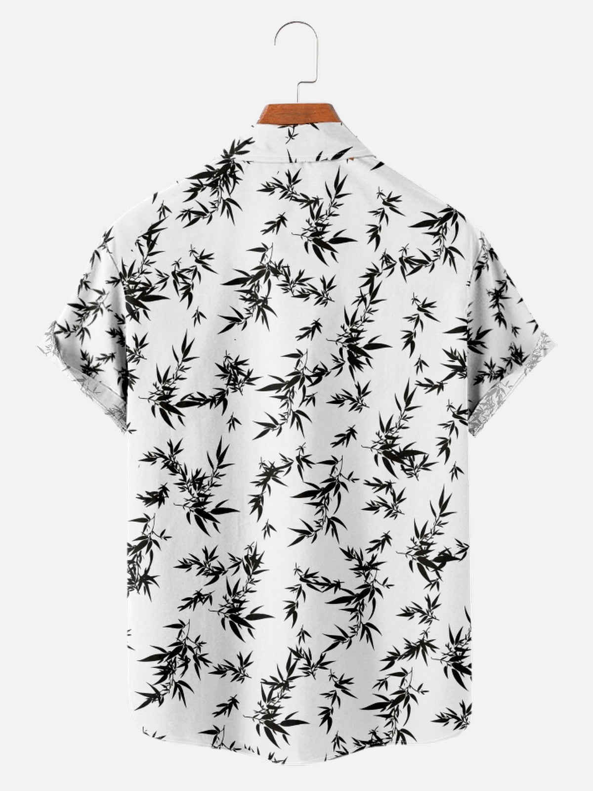 Men's Hawaiian Daily Casual Bamboo Leaf Print Short Sleeve Shirt