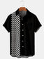 Men's Large Size Simple Casual Checkerboard Checkerboard Stitching Shirt With Pockets