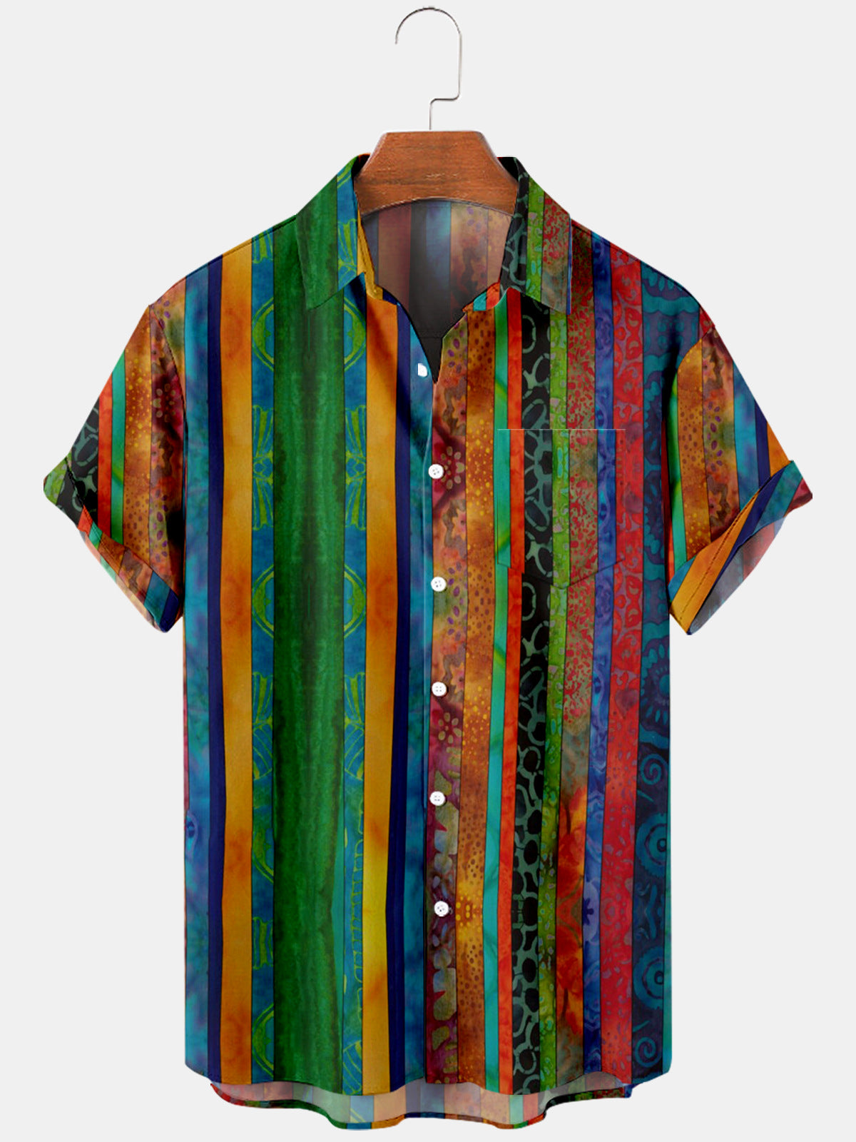 Tie-Dye Print Hawaiian Short Sleeve Shirt