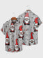 Men's Santa Print Casual Breathable Short Sleeve Shirt