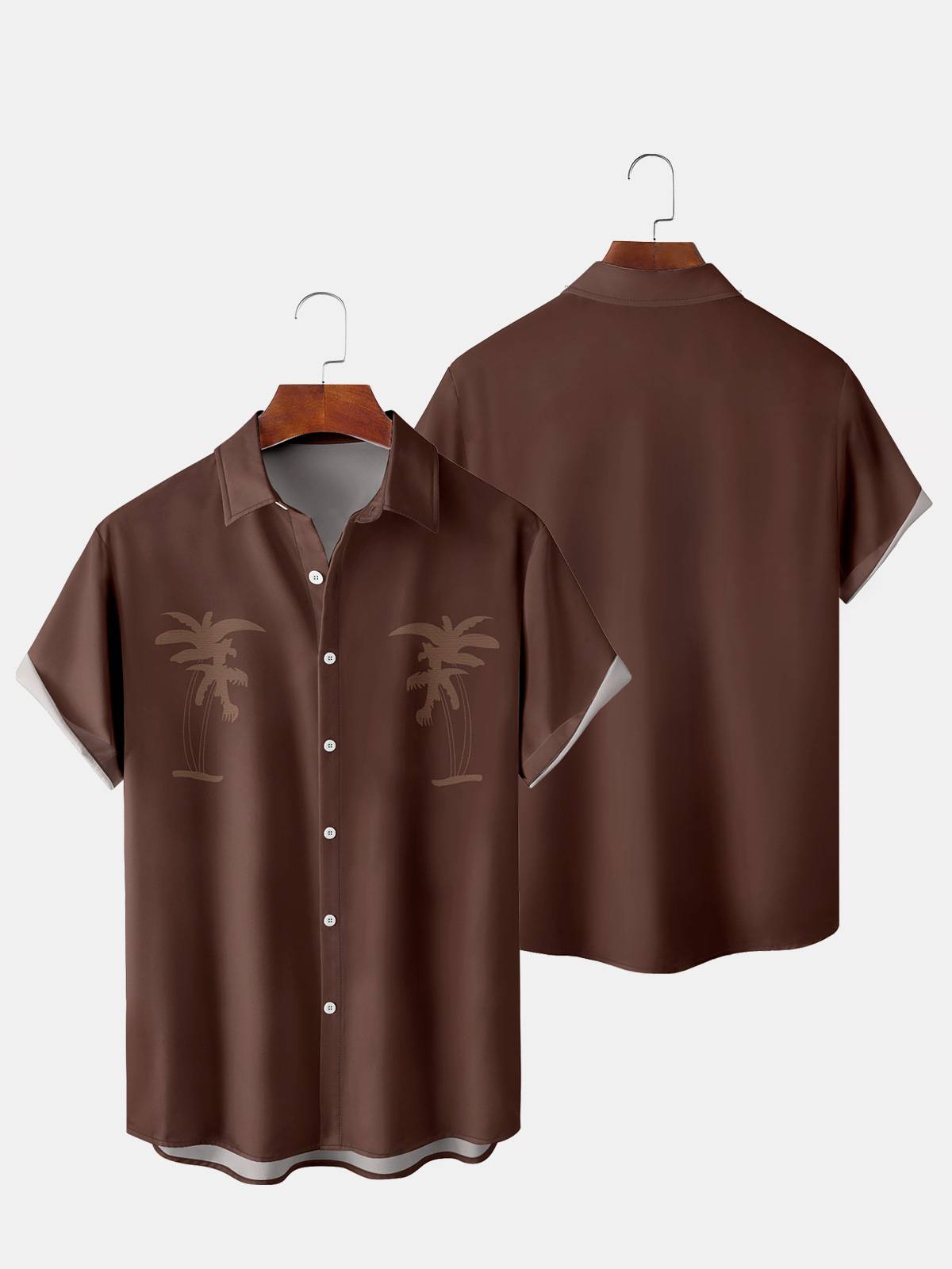 Coconut Tree Print Summer Loose Short Sleeve Shirt