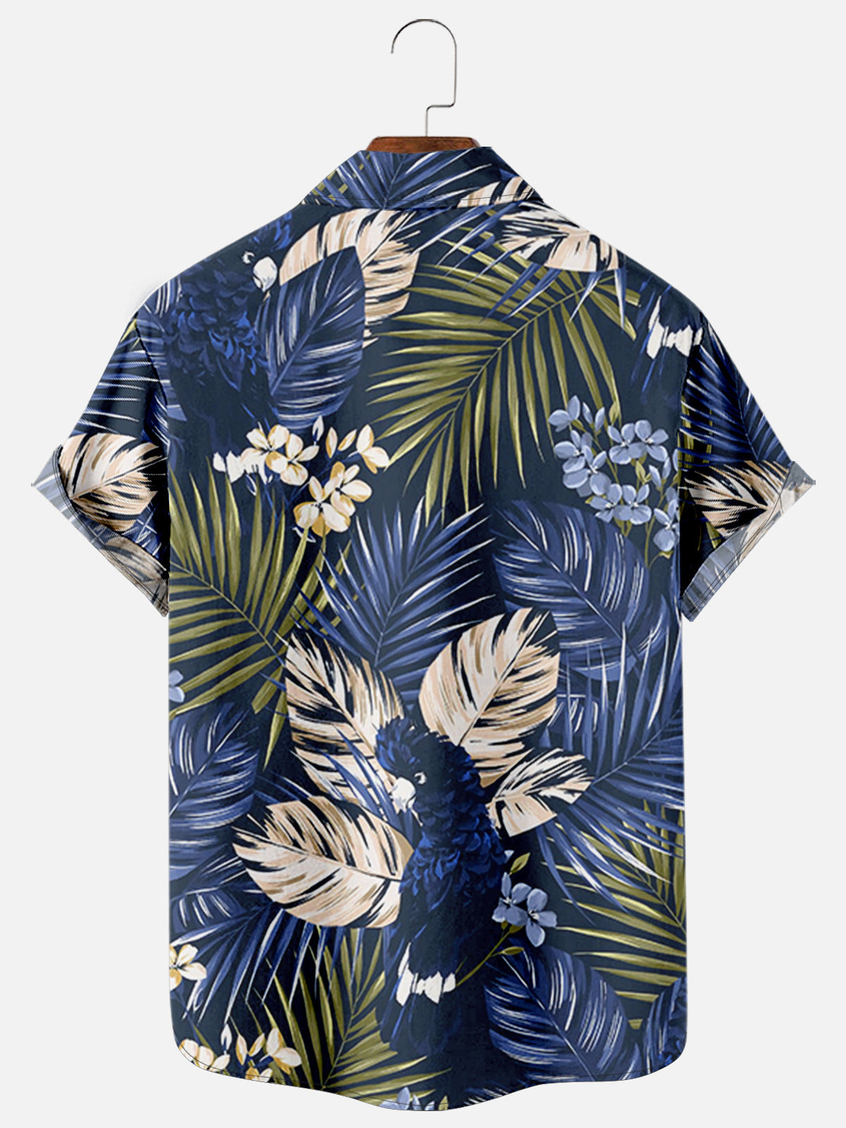 Leaf Print Loose Short Sleeve Shirt Men's Top