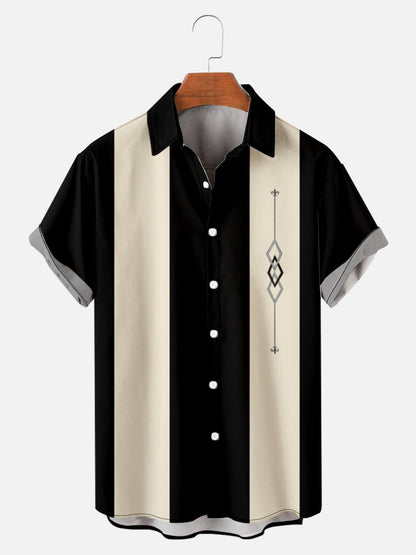 Recreational Art Collection Geometric Striped Element Pattern Hawaiian Print Shirt Top