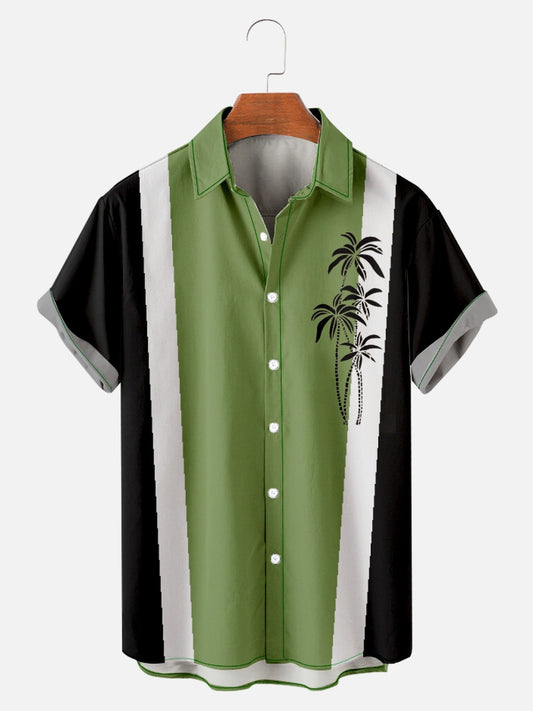Men's Casual Resort Coconut Print Seekers Wrinkle Free Bowling Shirt