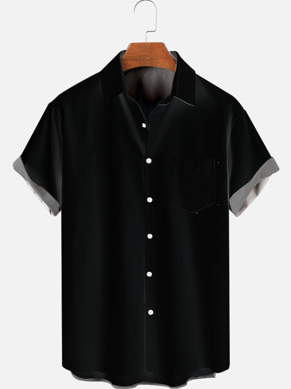 Hawaiian Black Retro Men's Casual Short Sleeved Shirt