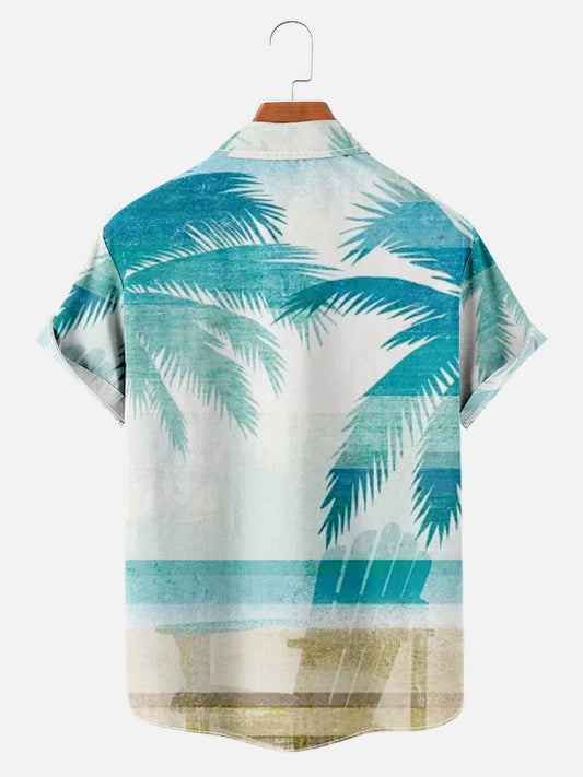 Coconut Print Trend Loose Short Sleeve Shirt Men's Top