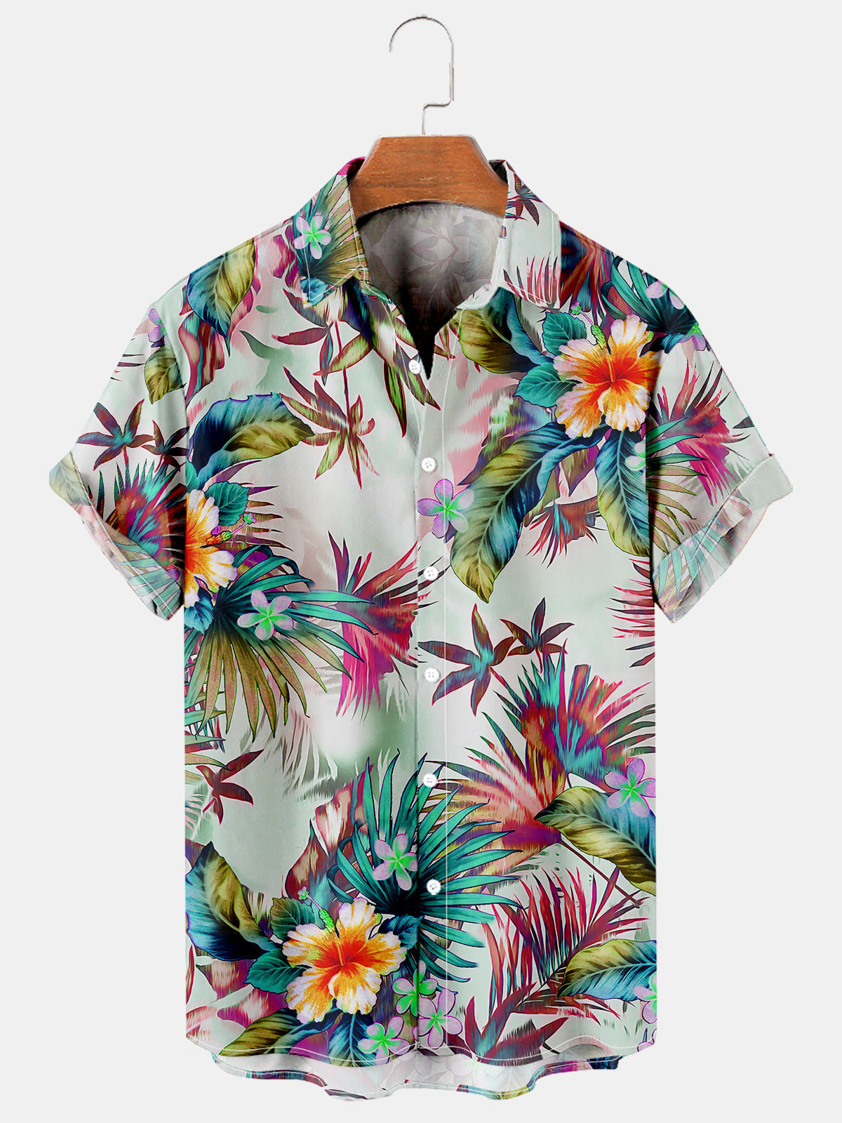 Men's Hawaiian Print Summer Loose Short Sleeve Shirt – Hallyy