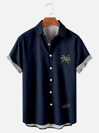 Mens Simple Coconut Tree 3D Printed Hawaiian Shirt Short-sleeved Top & Tops