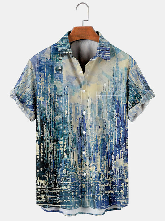 Abstract Print Casual Short Sleeve Shirt