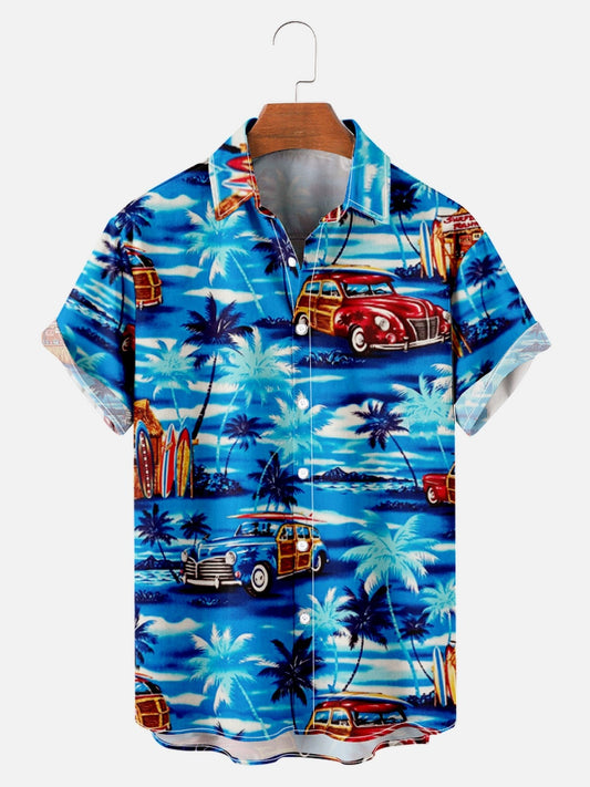 Men's Holiday Vintage Tactical Hawaiian Shirts Beach Auto Quick Dry Wrinkle Free Tops