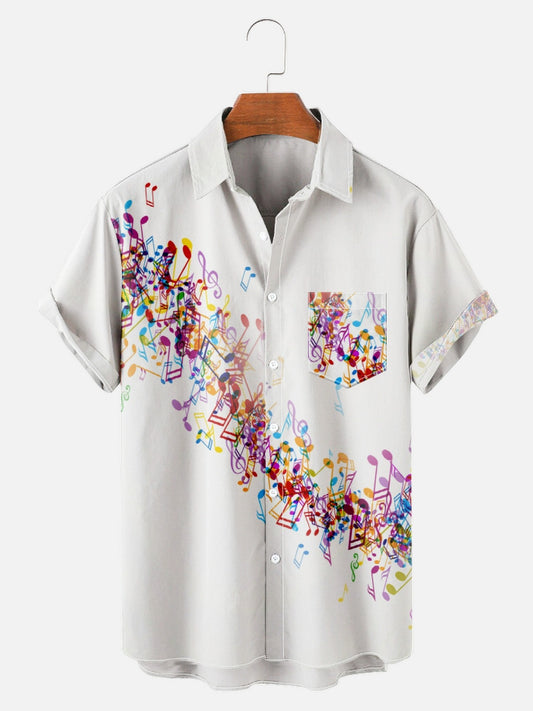 Colorful Musical Note Men's Short Sleeve Shirt