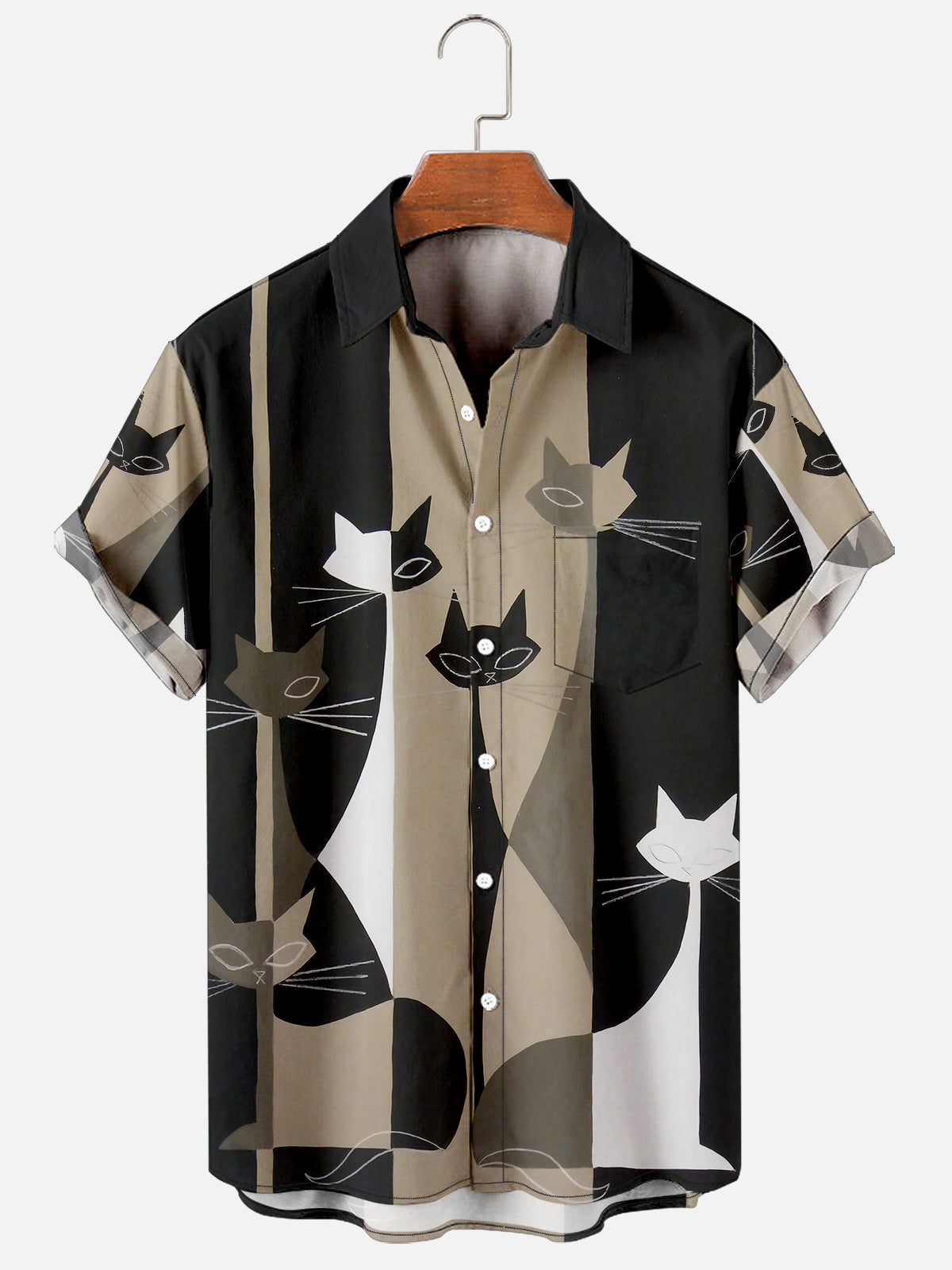 Geometric Cat Casual Shirt