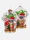 Mens Christmas Santa Surfing Print Front Buttons Soft Breathable Chest Pocket Casual Hawaiian Shirts