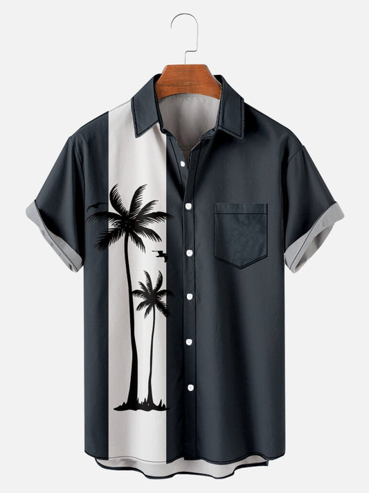 Men's Button Down Short Sleeve Hawaiian Shirt Summer Casual Beach Shirt With Pockets