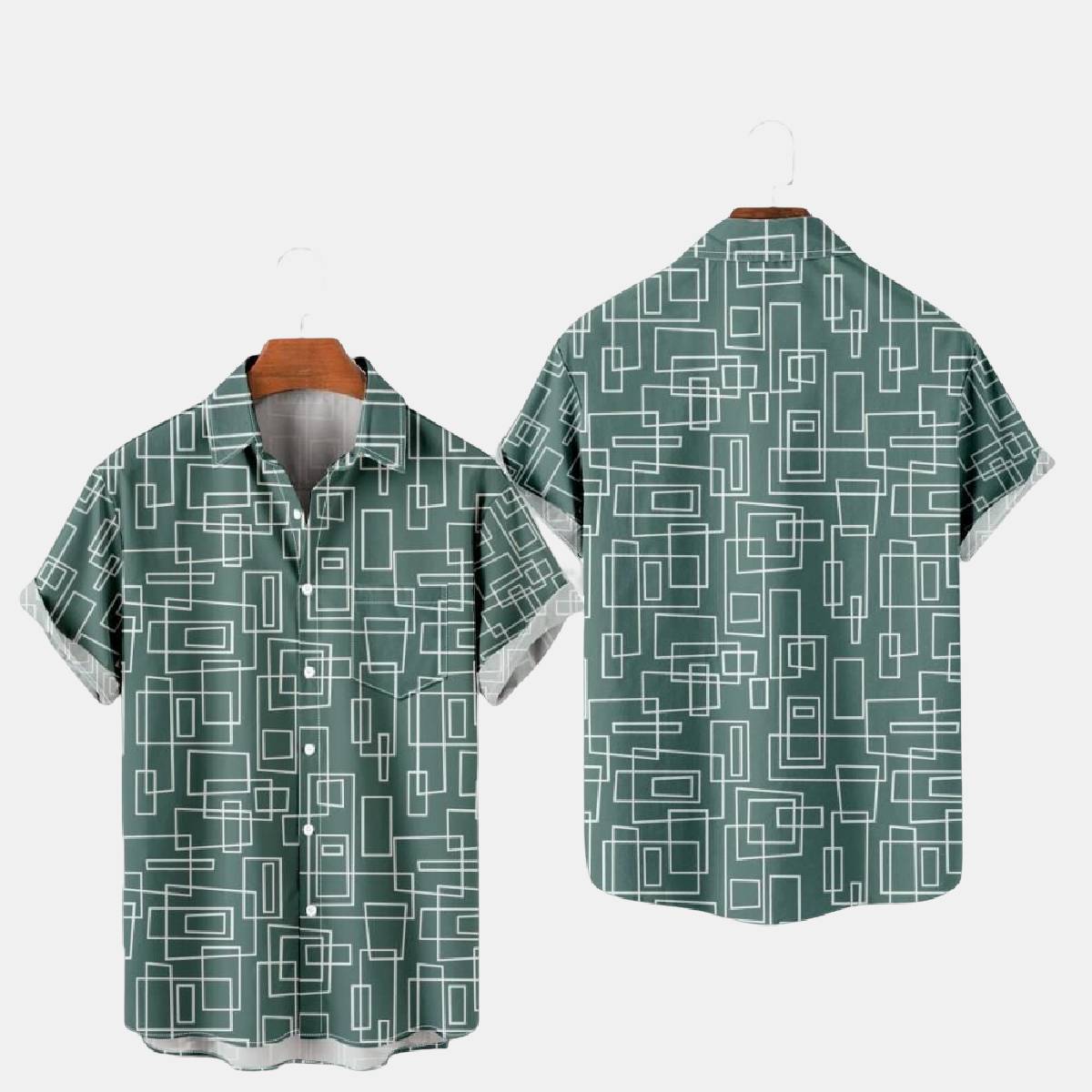 Mens Geometric Casual SeriesShort Sleeve Shirts