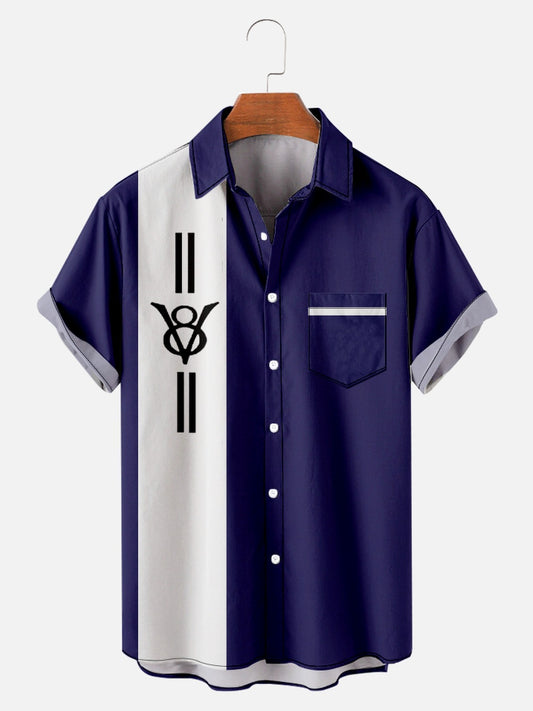 Men's Simple Pattern Vintage Short Sleeve Shirt