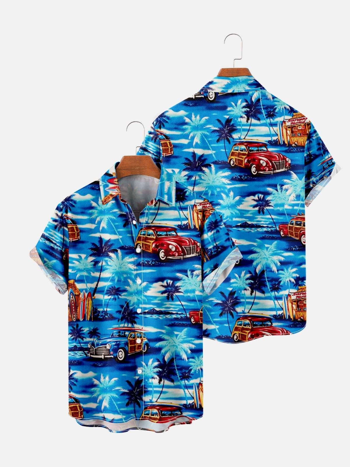 Men's Holiday Vintage Tactical Hawaiian Shirts Beach Auto Quick Dry Wrinkle Free Tops