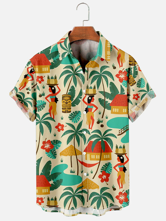 Hippie Print Trend Loose Short Sleeve Shirt