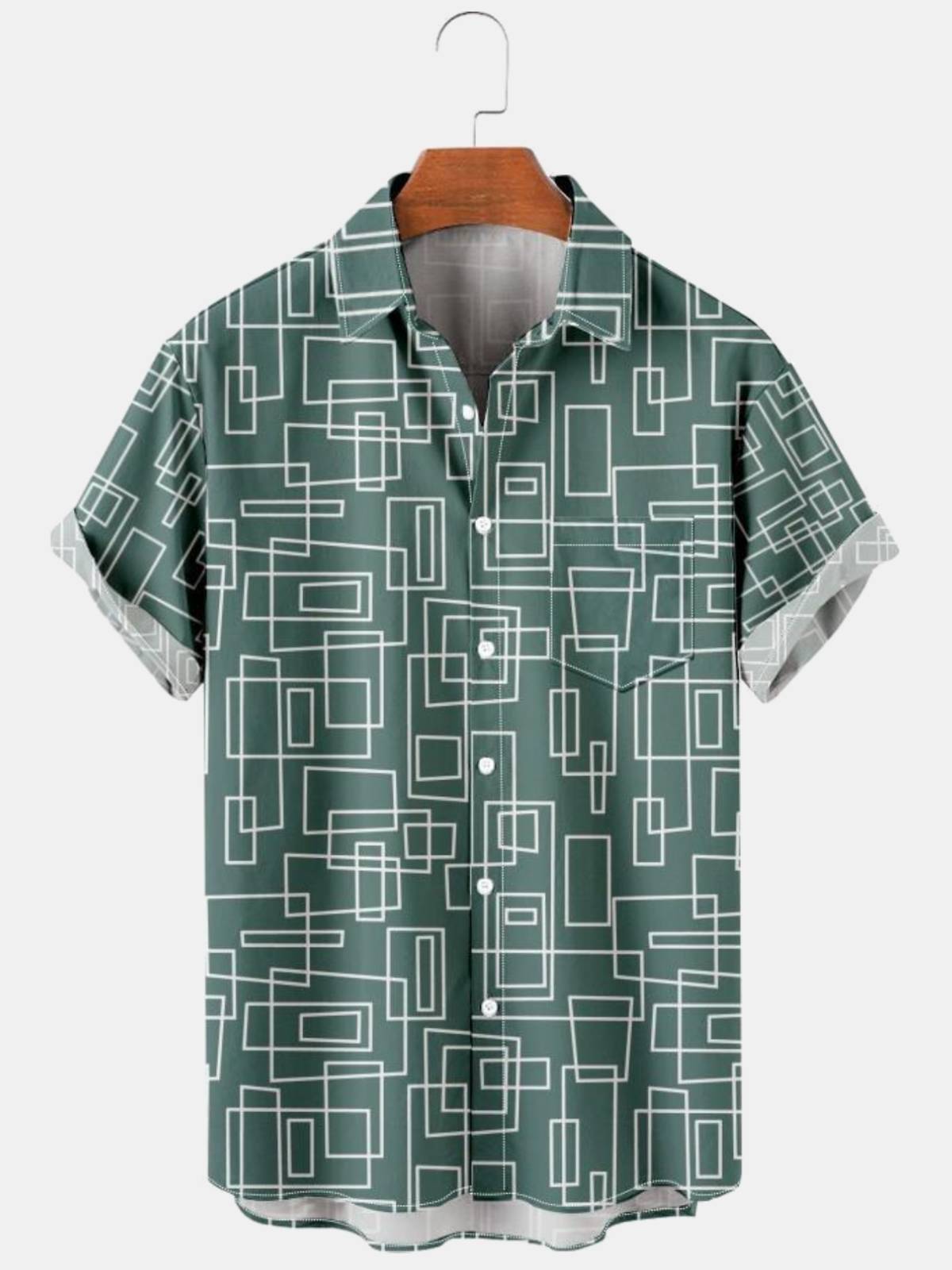 Mens Geometric Casual SeriesShort Sleeve Shirts