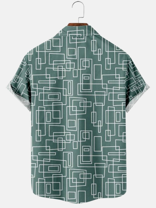 Mens Geometric Casual SeriesShort Sleeve Shirts