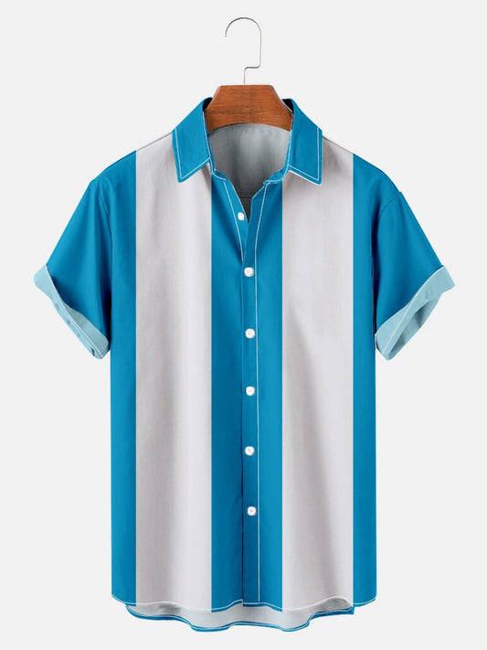 Men's 1950 Vintage Basic Blow Shirt Casual Easy Care Short Sleeve Shirt